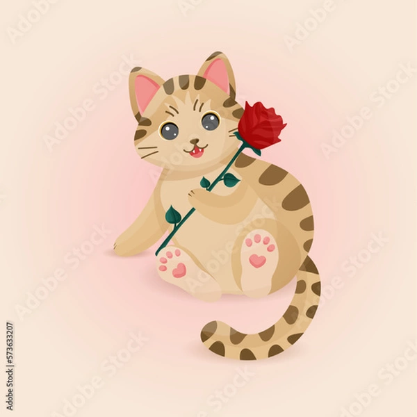 Obraz Cute cat with rose