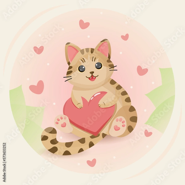 Obraz Cute cat with heart