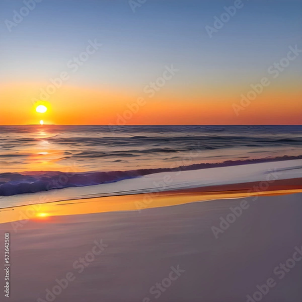 Obraz sunset on the beach - artificial intelligence, illustration
