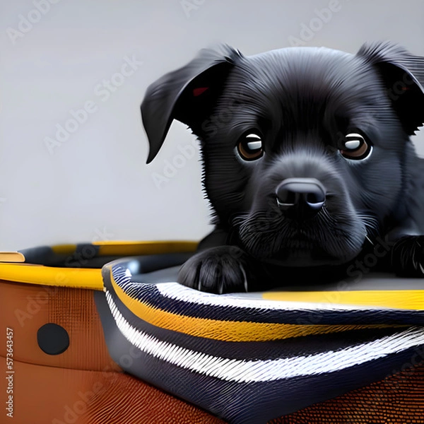 Obraz Black puppy - artificial intelligence, illustration