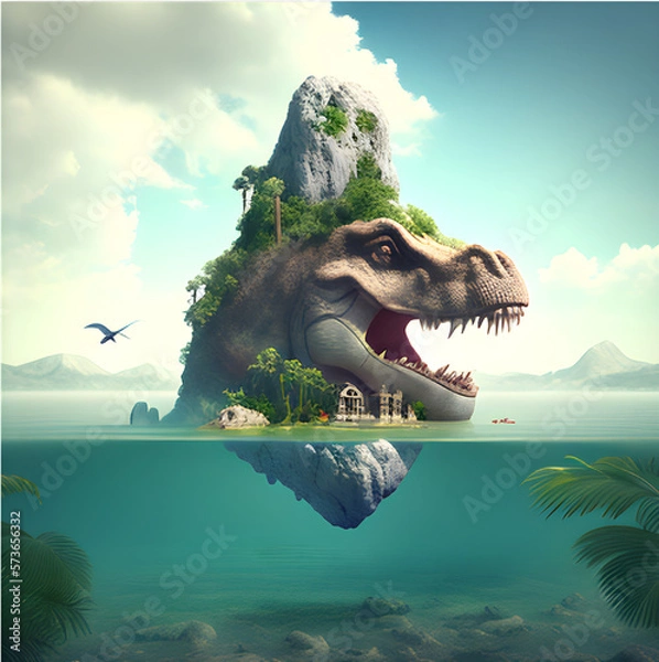 Obraz island in dinosaur form - artificial intelligence