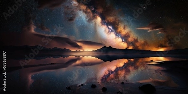 Fototapeta Nightsky with milkyway. Generative AI.