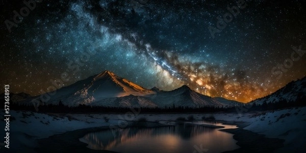 Fototapeta Nightsky with milkyway. Generative AI.