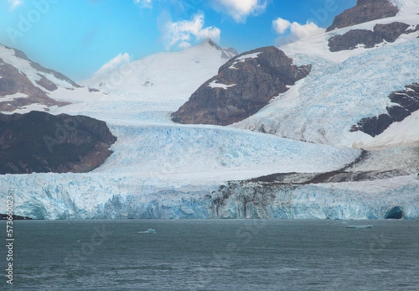 Obraz Landscape of a glacier on the mountain in Patagonia with a lot of ice and green lake