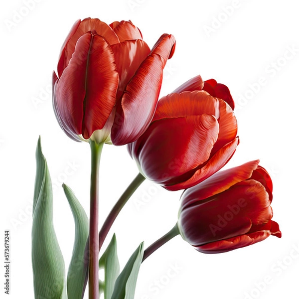 Fototapeta colorful red yellow tulip flower illustration, transparent background, png, Generative AI