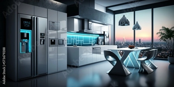 Obraz Futuristic kitchen. Generative AI.