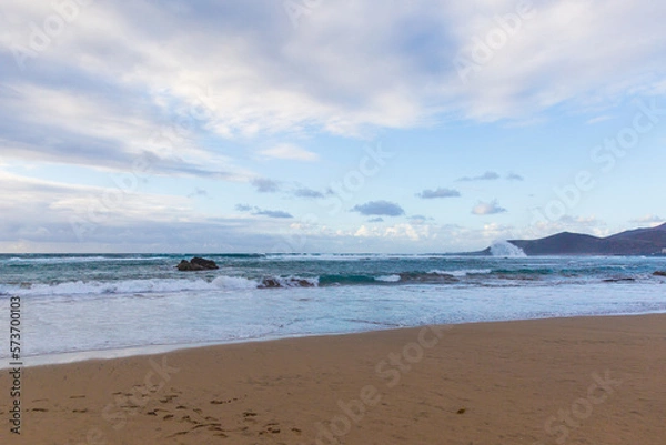 Fototapeta Playa de Canteras. Beach and  view on the ocean in Las Palmas de Gran Canaria