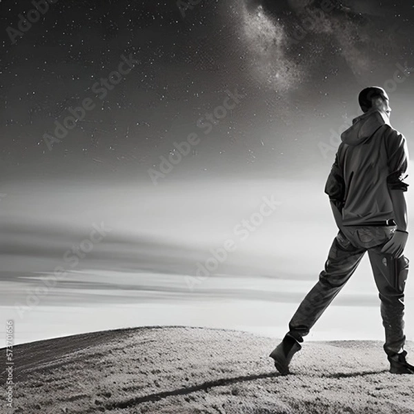 Obraz man walking on the road