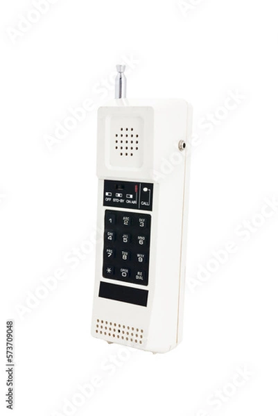Obraz isolated Old white telephone with extendable antenna