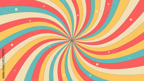 Fototapeta Groovy retro swirl burst, summer and carnival background