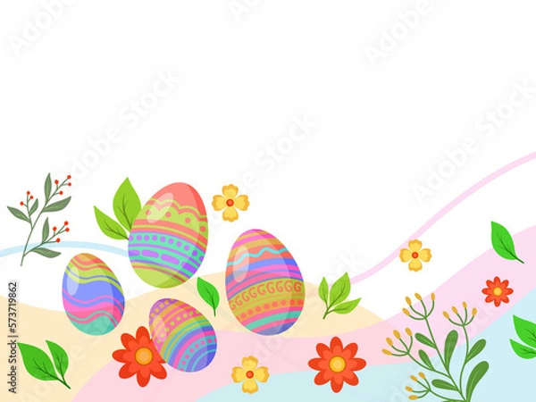 Fototapeta Easter Egg Background with spring flowers