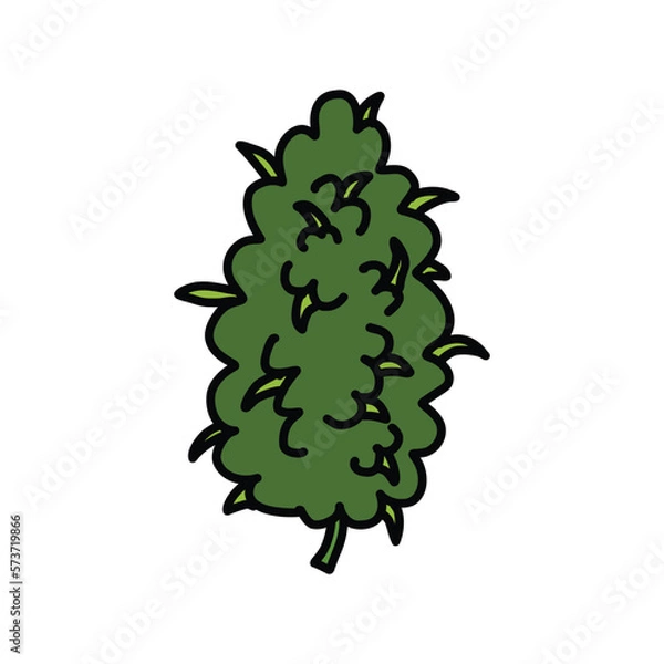 Fototapeta cannabis bud doodle icon, vector color line illustration
