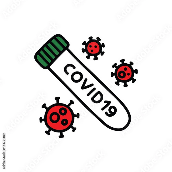 Fototapeta covid doodle icon, vector color line illustration