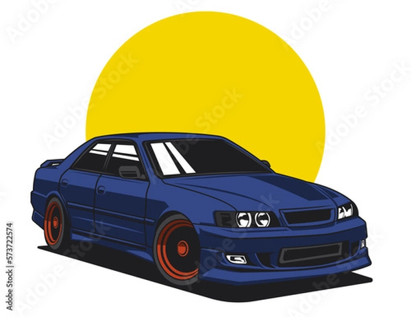 Fototapeta isolated 90s car modificaion concept with vector file illustration