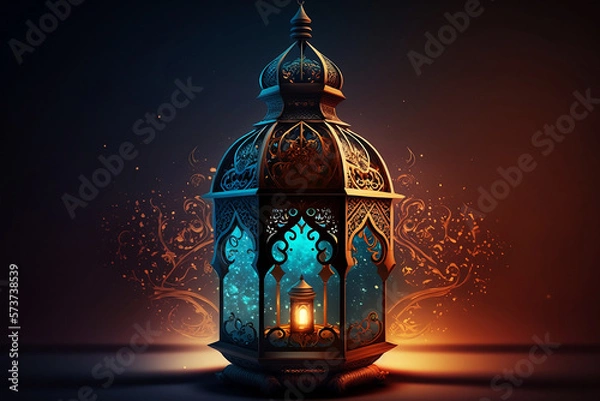 Obraz Islamic lantern background. Ramadan lantern wallpaper. Ai generated