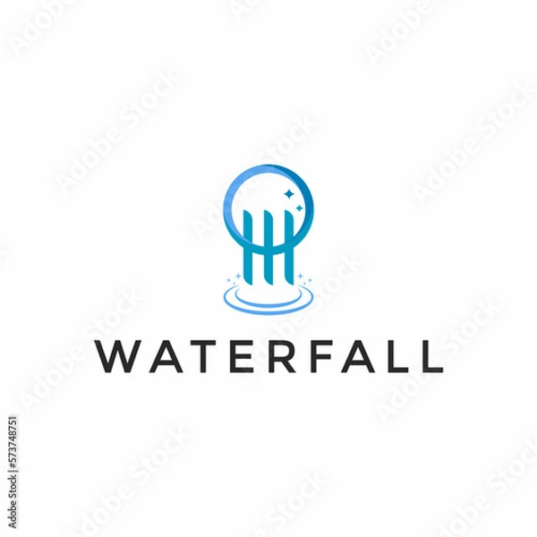 Fototapeta Waterfall logo Design icon vector illustration