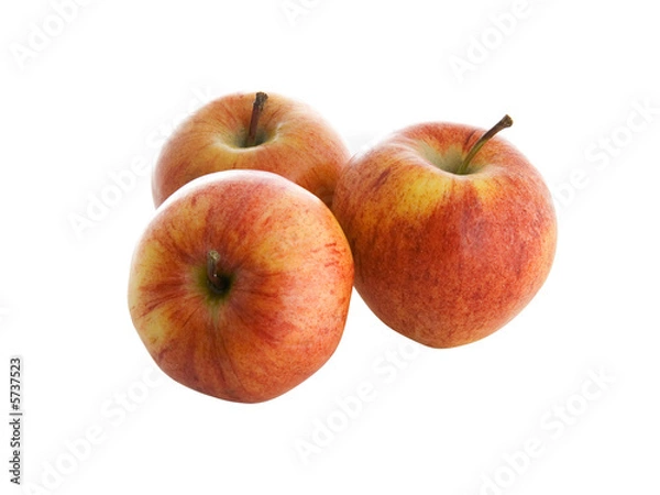 Fototapeta Three red apples isolated on white