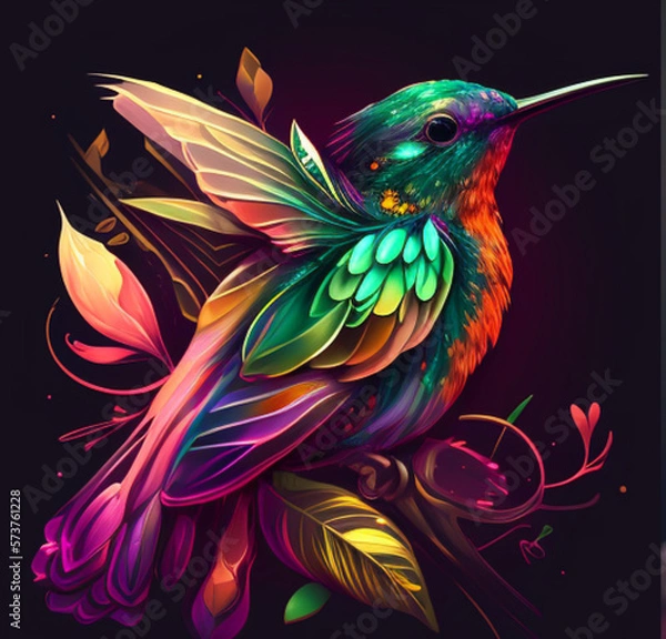 Fototapeta Beija flor multi colorido e brilhante