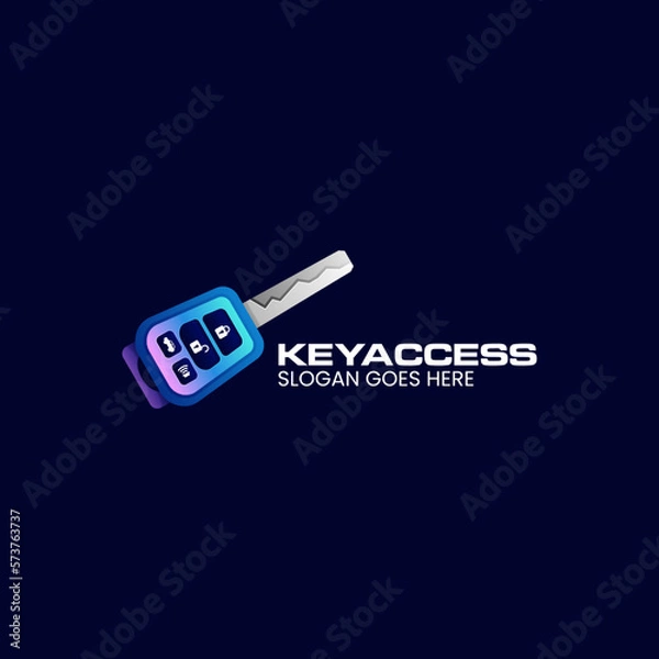 Fototapeta Vector Logo Illustration Key Access Gradient Colorful Style