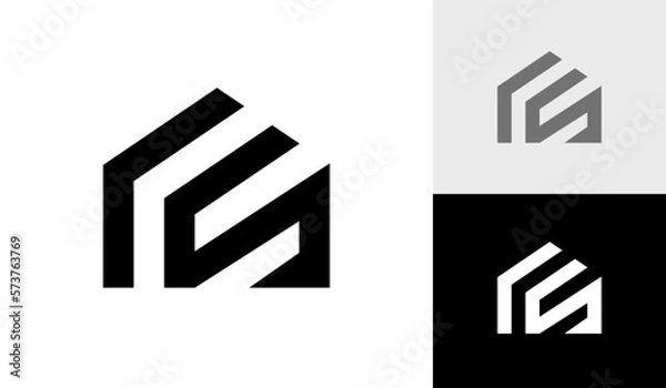 Fototapeta Letter RS initial monogram with house shape logo design vector