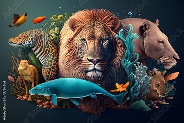 Obraz animal kingdom created using AI Generative Technology