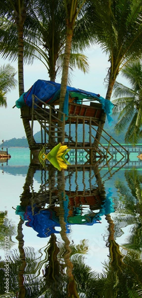 Obraz cabane arbre eau reflet