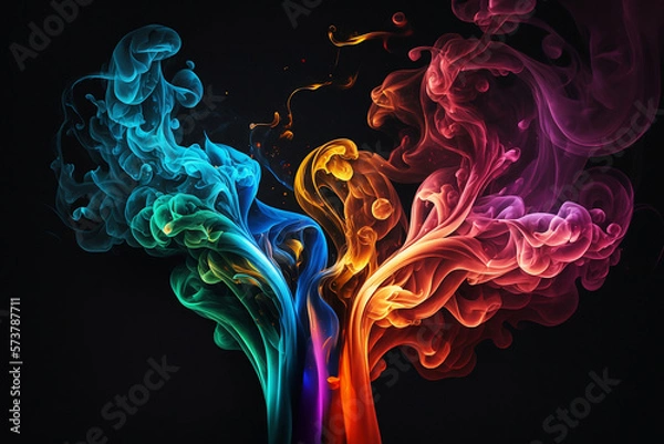 Obraz Colorful smoke background. Ai generated