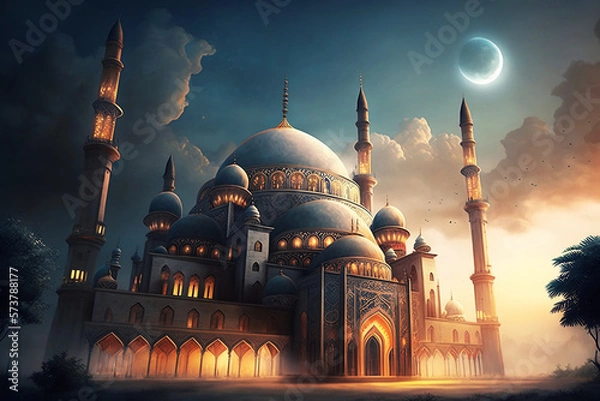 Obraz Mosque background. Ramadan mosque wallpaper.  Ai generated