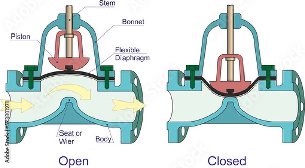 Fototapeta Diaphragm Valve Actions