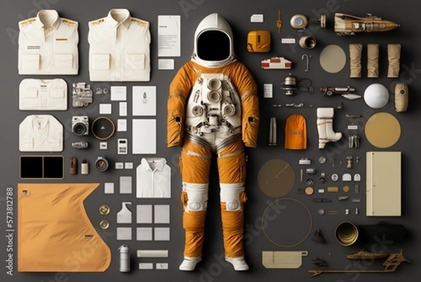 Obraz Generative AI illustration of Astronaut equipments, A detailed illustration of the cutting-edge equipment used by astronauts in their exploration of the cosmos.