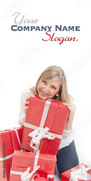 Obraz Happy cute blonde receiving presents