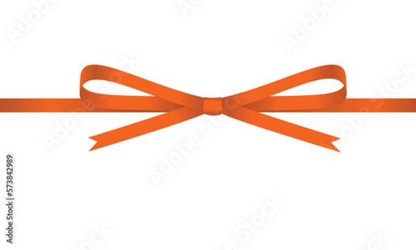 Fototapeta Orange bow with ribbon isolated on a white background