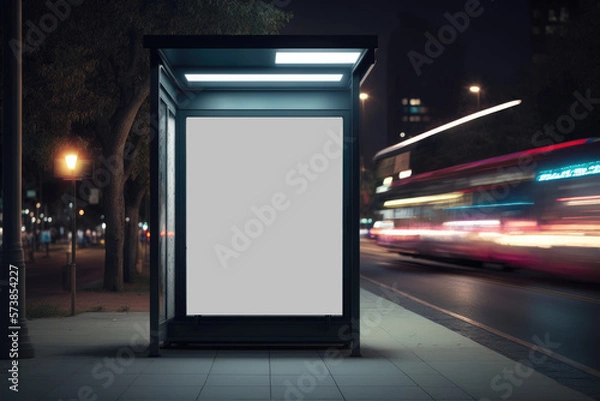 Fototapeta a Mockup of a blank advertising light banner with long-exposure generative ai 3D style Illustration