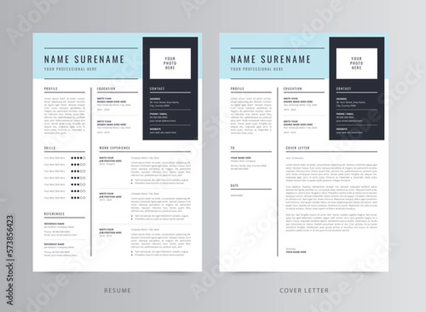 Fototapeta Resume Template, Professional Modern Resume Template, CV Template
