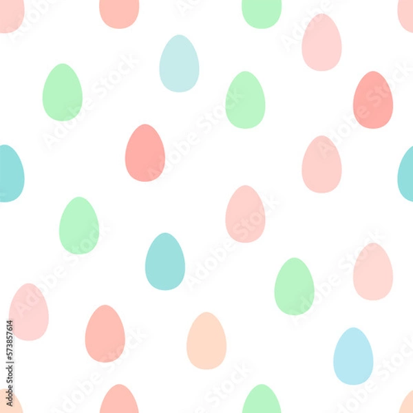 Fototapeta Seamless pattern with pink blue green and orange easter eggs in delicate pastel colors cute illustration eggs in flat style