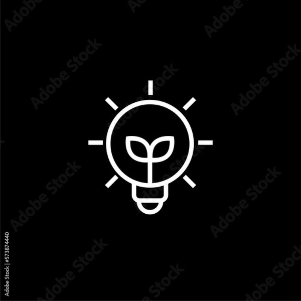 Fototapeta Light bulb line icon isolated on black background. 