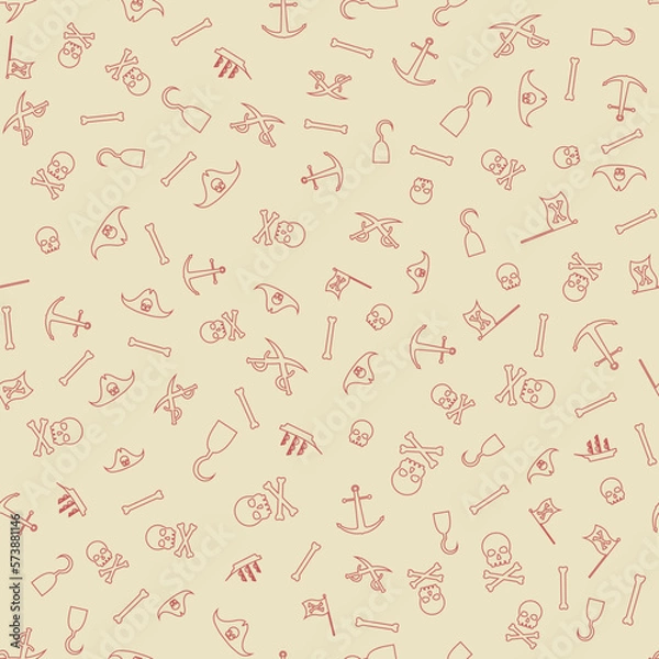 Obraz Pirates Themed Freehand Drawings Seamless Pattern Background