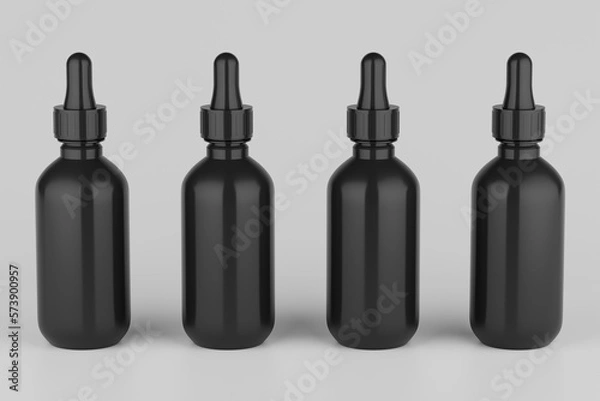 Fototapeta White Dropper Mockup Multiple Bottles. Blank Label. 3D Illustration