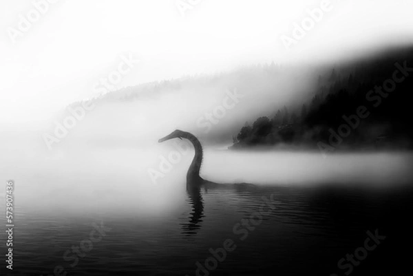 Fototapeta potwór z Loch Ness. generatywny AI
