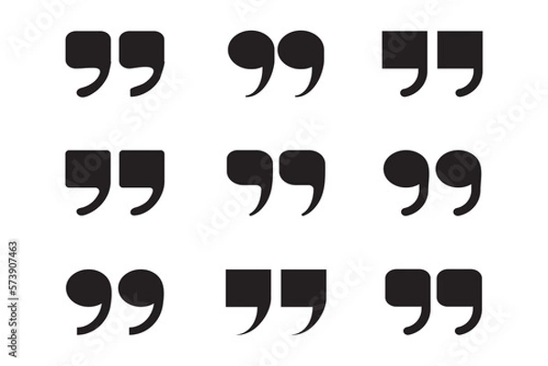 Obraz Quotes marks. Quotation marking quote mark comma double commas speech punctuation text excerption typography citation marking, vector icon