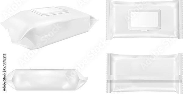 Obraz White wet wipes package with flap
