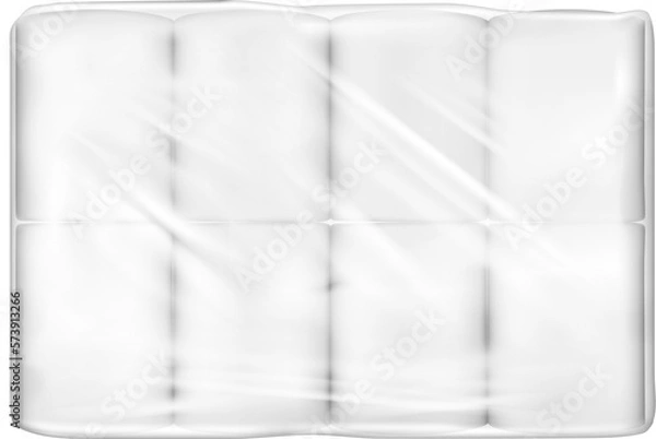 Obraz Transparent empty plastic packaging with toilet paper