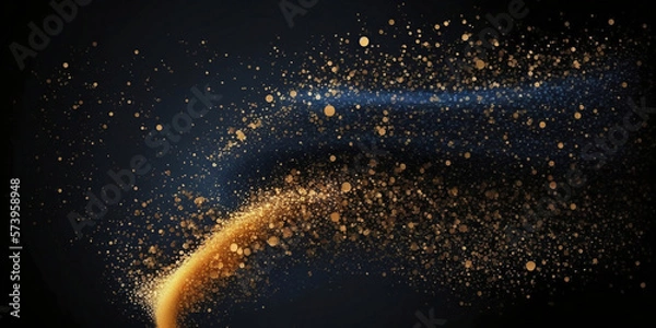 Fototapeta abstract background with Dark blue and gold particle. Christmas Golden light shine particles bokeh on navy blue background
