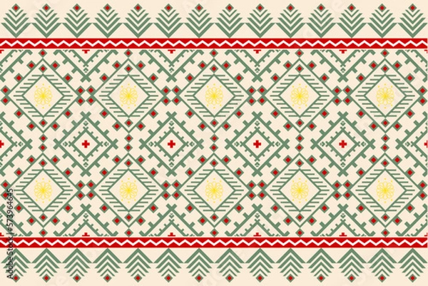Fototapeta Motif aztec geometric floral native traditional ethnic seamless pattern. Thai, Peruvian, American, African, Indian, Thai Styles. Design for fabric, sarong, textile, batik, carpet, clothing, fashion