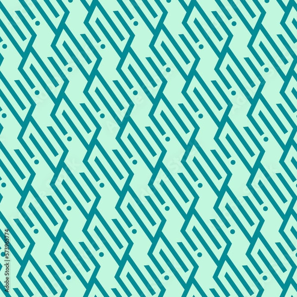 Obraz Geometric Pattern with Diagonal Stripes and Twisted Lines on Linear Background with Vector Illustration
