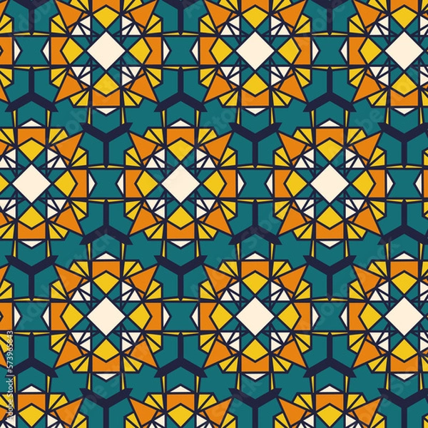 Obraz Colorful Islamic Moroccan-Style Pattern on Traditional Arabic Background, in Vector Format