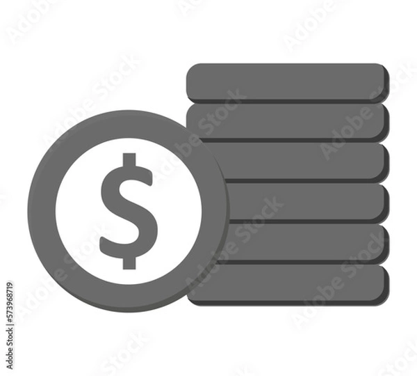 Fototapeta Money. Line Icon Vector. Payment system. Coins and Dollar cent Sign isolated on white background. Flat design style. Business concept.