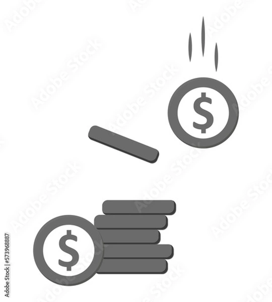 Fototapeta Money. Line Icon Vector. Payment system. Coins. Sign isolated on white background. Flat design style. Business concept.