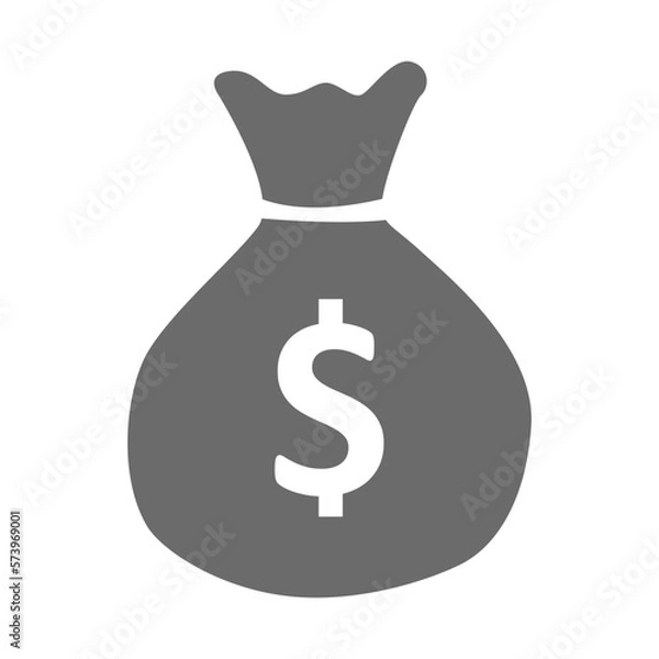 Fototapeta money bag icon with a dollar sign. flat money bag in cartoon style. stock vector illustration isolated on white background.10 eps.