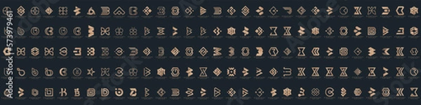 Fototapeta abstract letter B logo icon set. design for business of luxury, elegant, simple.